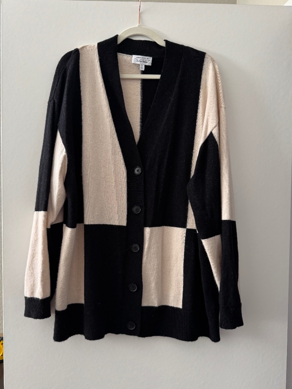 & Other Stories Oversized Colour Block Cardigan Black White L